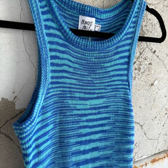 NWT Princess Polly Zillah Knit Bodycon Mini Dress Blue Striped Size 8 - Picture 3 of 9